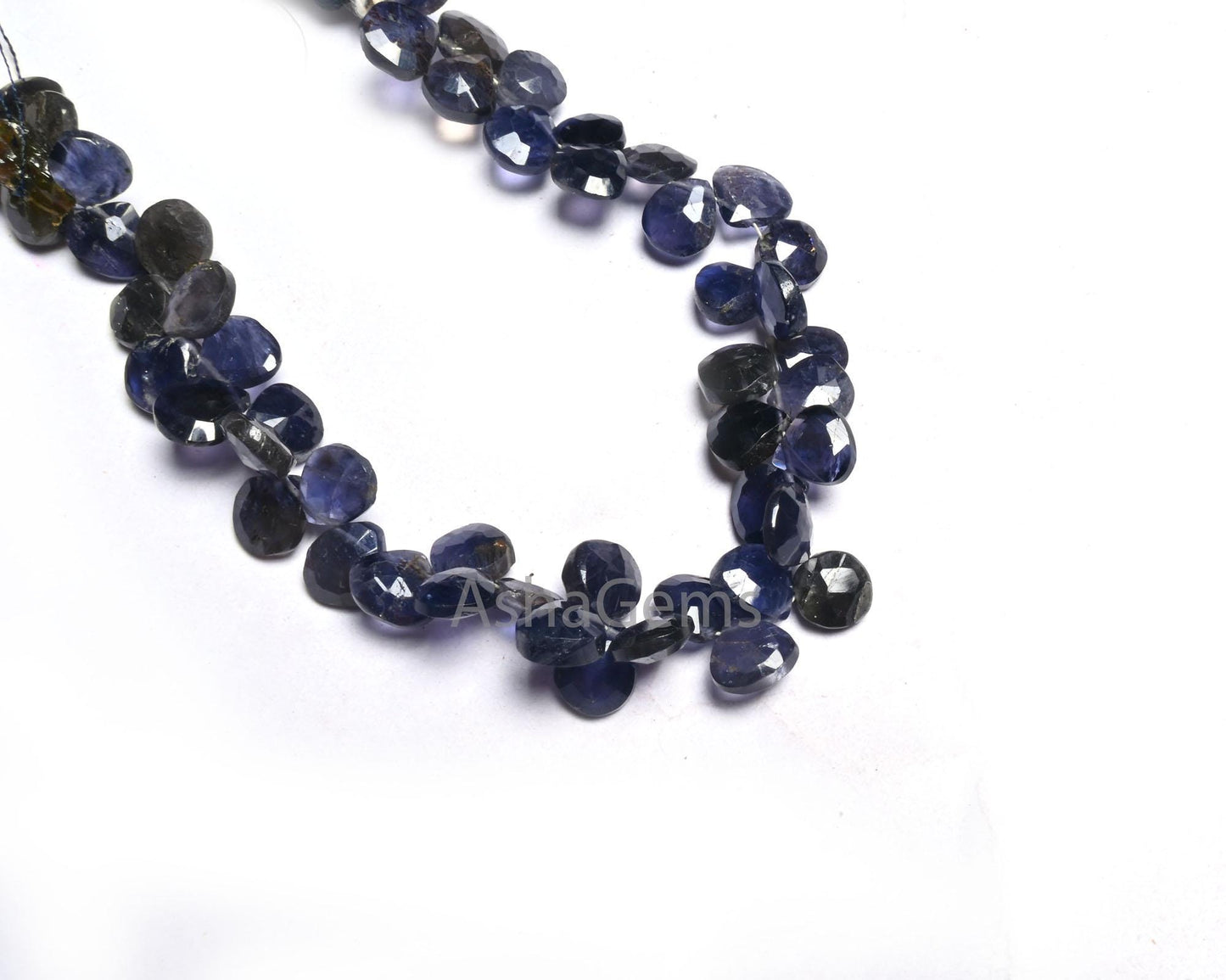 8 mm Natural Blue Iolite Faceted Heart Shape Gemstone Beads,8" Strand Iolite Heart Briolette Side Drill Fine Iolite Beads Jewelry Craft SALE (AG 18614 )