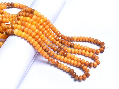 AAA Quality Shaded Yellow Opal Smooth Rondelle Gemstone Beads, Beautiful Mustard Yellow Opal Plain Handmade Gemstone Opal Bead Jewelry Craft