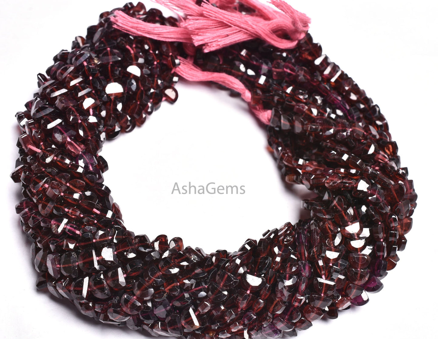 genuine Red Garnet Fancy D Shape Gemstone Beads,13" Strand Natural Garnet Faceted Flat D Shape Beads AAA Garnet Beads For Jewelry Craft Sale
