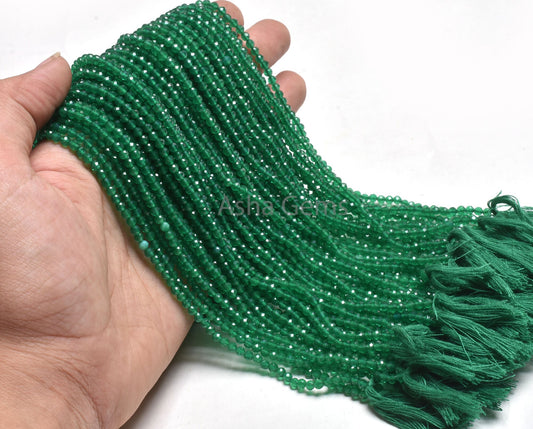 AAA Quality Green Onyx Micro Faceted Round Ball Gemstone Beads,3.2 mm American Green onyx Machine Cut Round Ball Beads Onyx For Jewelry SALE