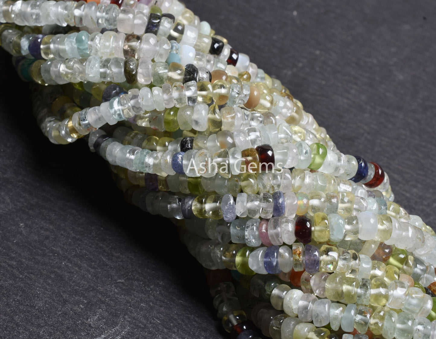 16 inch Strand Multi Color Stone smooth Gemstone Beads, Disco Gemstone Plain Handmade Uneven Rondelle Bead Mix Color Stone Bead Jewelry SALE