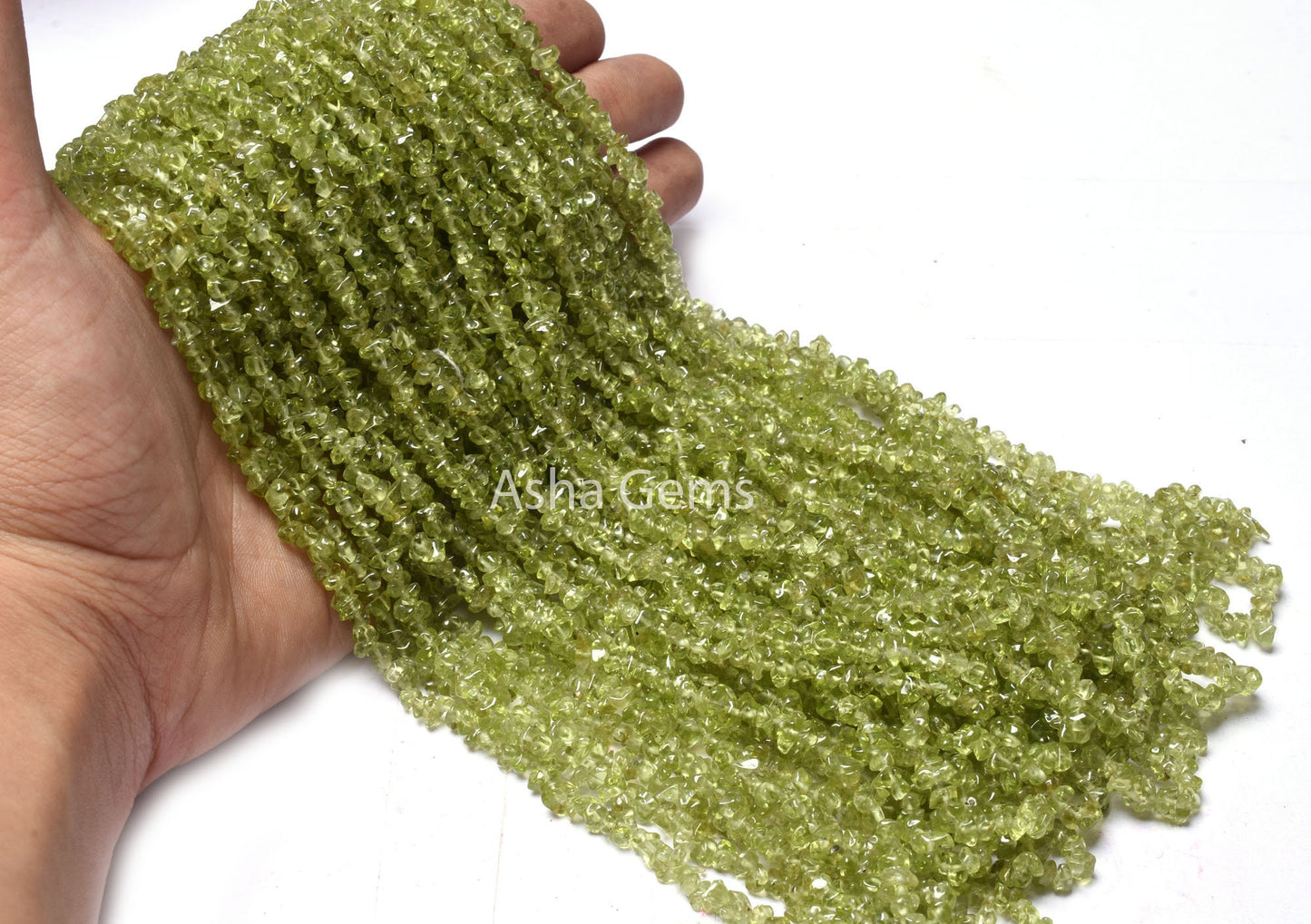 34" Strand Peridot Uncut Chip Beads, Natural Green peridot Smooth Raw Rough Bead, AAA Peridot Beads Gemstone Uneven tiny Bead Jewelry Crafts (AG 10329)
