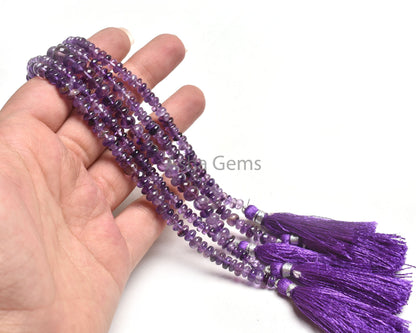 Fine Quality Shaded Purple Amethyst Smooth Rondelle Beads, Natural Amethyst Plain Handmade Gemstone Loose Bead Amethyst Jewelry Making Craft
