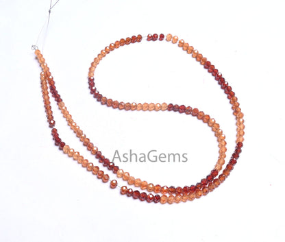 17" Strand natural hessonite Faceted rondelle Shape Gemstone Beads, 3 mm AAA Shaded Brown Hessonite Micro Machine Cut Beads Necklace Jewelry