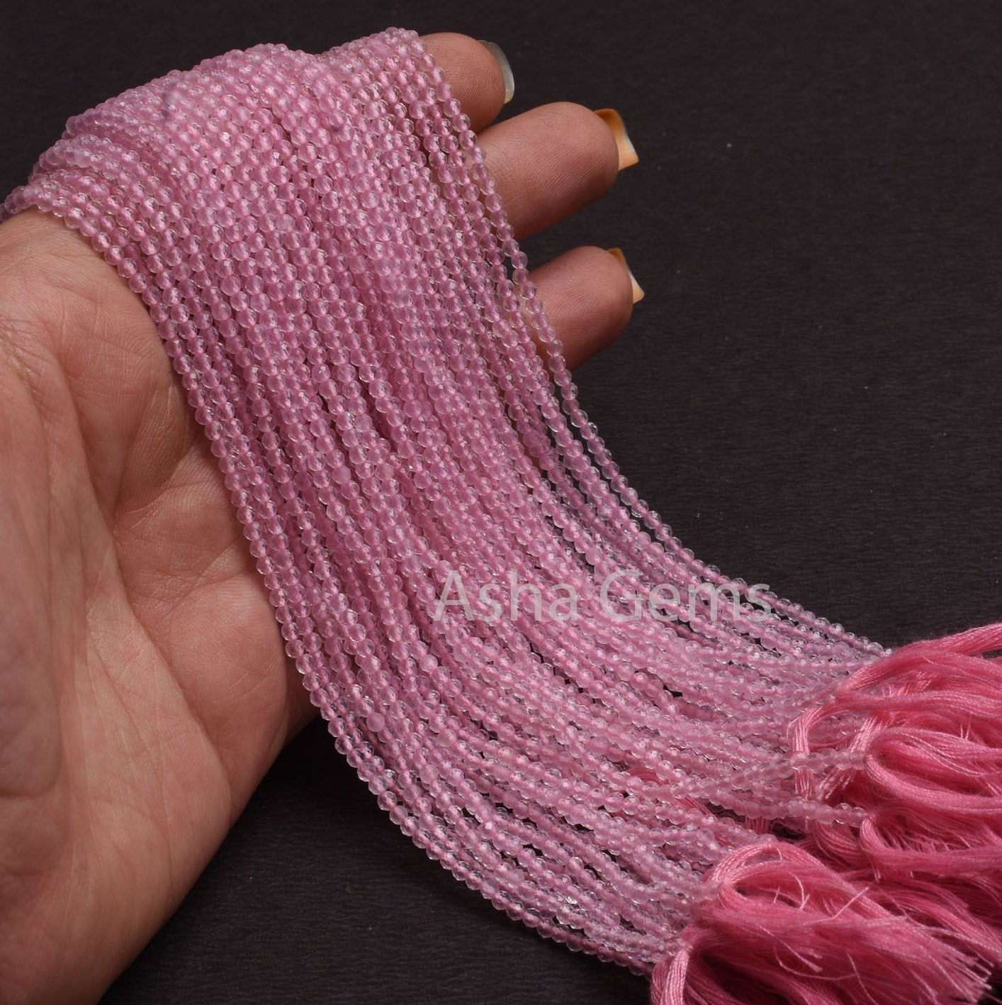 AAA Quality Pink rose Quartz Micro Cut Rondelle Gemstone Beads,2.5 mm Natural Rose Quartz Machine Cut Faceted Beads,12" Quartz Beads Jewelry