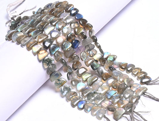 Natural Flash Labradorite Fancy D Shape Smooth Beads,8.5" Multi Fire labradorite half Moon Smooth Handmade Gemstone Bead Jewelry Crafts SALE