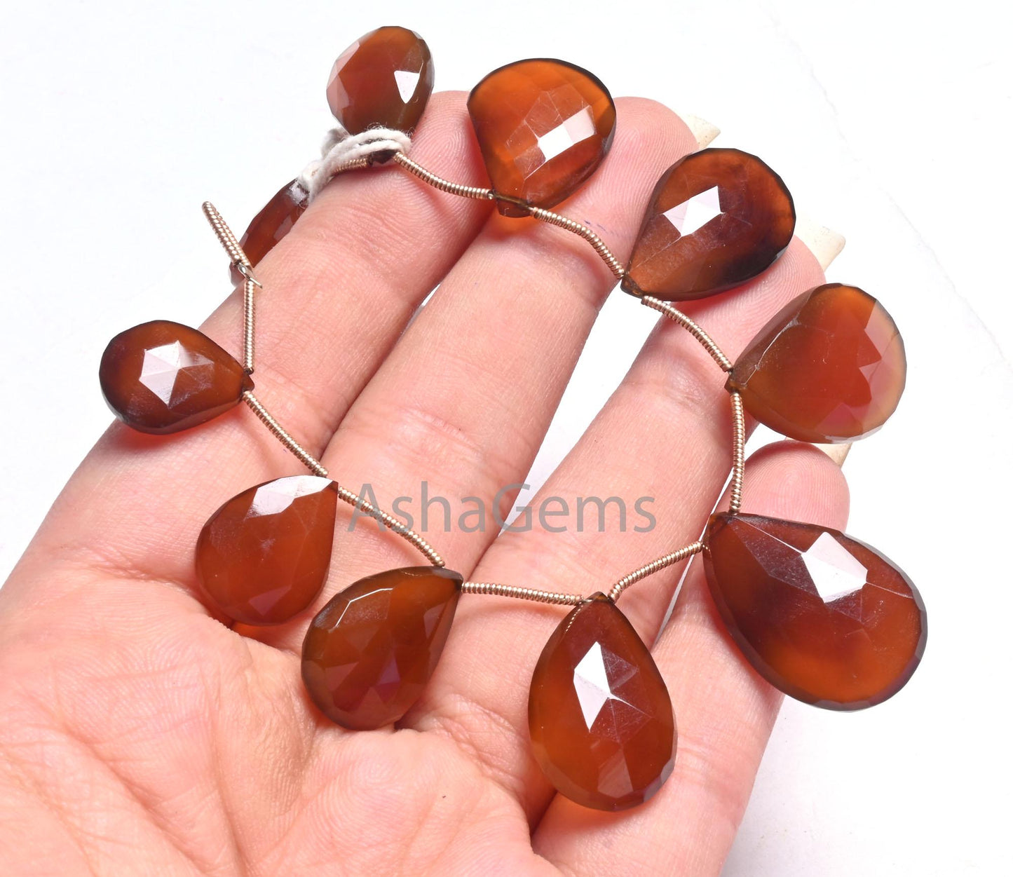 Beautiful Honey Brown Chalcedony Faceted Pear Beads, Fine Shaded Brown Chalcedony Teardrop Briolette Side Drill Gemstone Beads Jewelry SALE ((AG 18665))