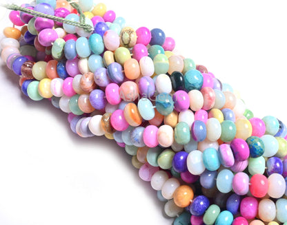 Wonderful Multi Shaded Opal Rondelle Smooth Gemstone Beads, Fine Disco Opal Beads, Mix Color Multi Opal Plain Bead Jewelry Making Craft SALE