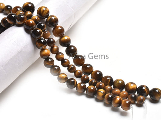 15" Strand AAA Quality Tiger Eye Smooth Round Ball Gemstone Beads,8,10,12 mm Tiger Eye Plain Round,.8 mm Drill Hole Gemstone Loose Bead SALE