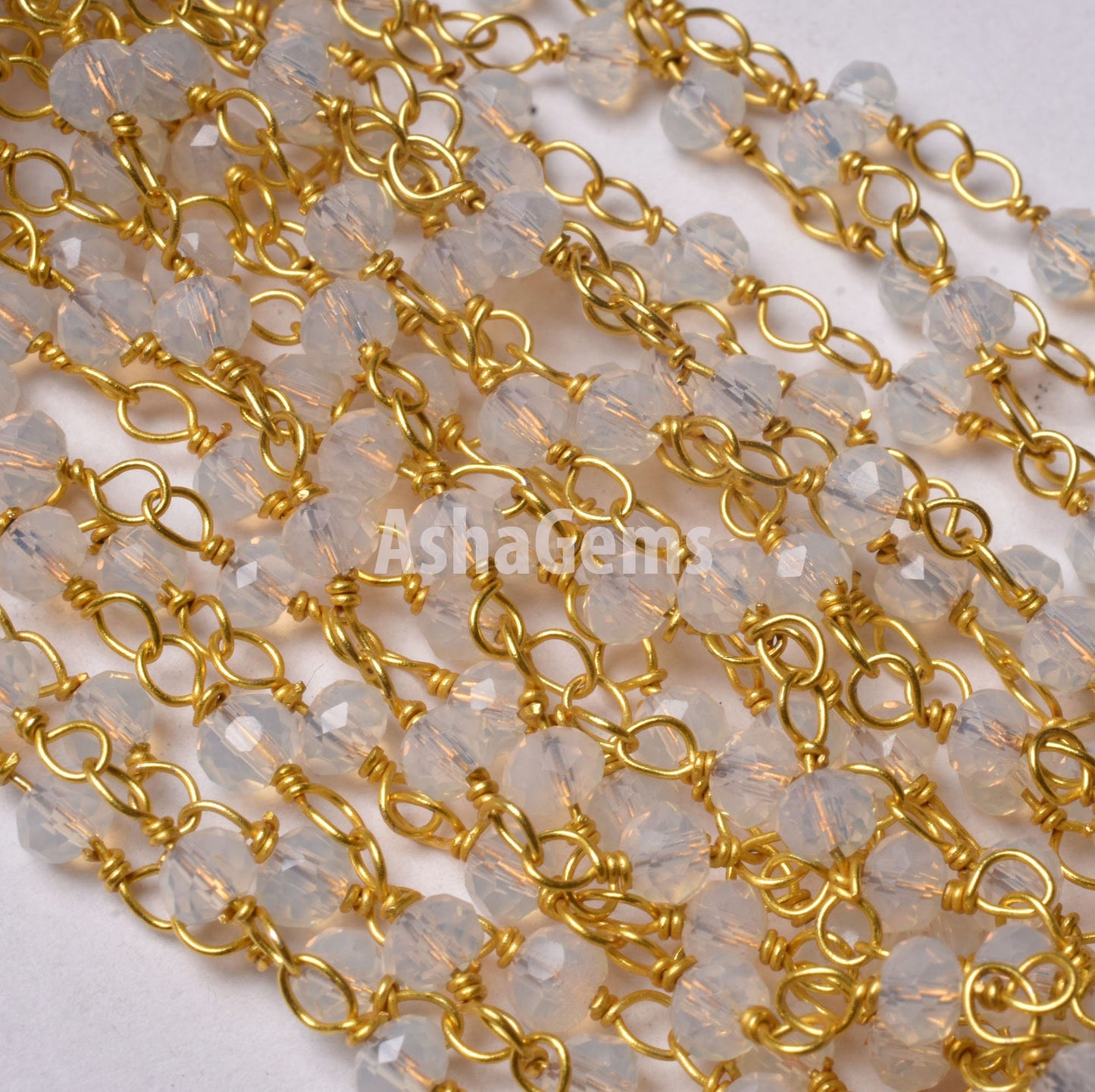 Rainbow Moonstone Hydro Beads Rosary Chains,3,5,10,25,50 Ft Roll Bulk,Beautiful Gold Plated Wire,Faceted Rondelle Beads Chain,jewelry Making