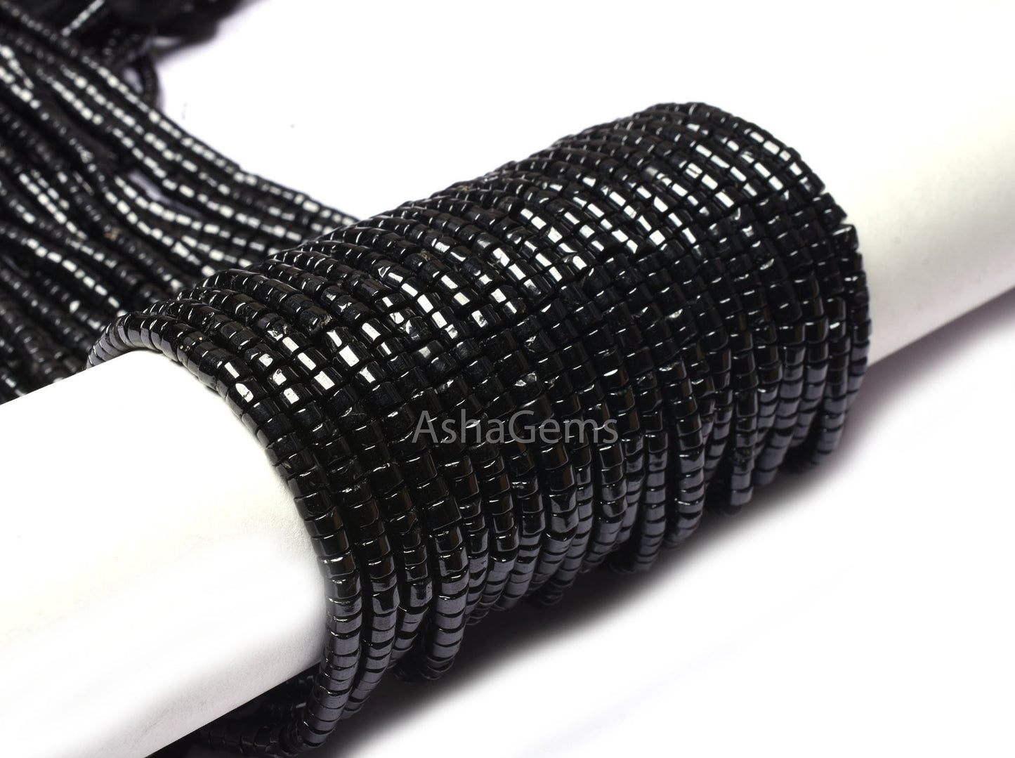 AAA Quality Black Spinel Smooth Wheel Shape Beads, Spinel Tyre Beads,4,5 mm Black Gemstone Center Drill Beads For Necklace Jewelry Making