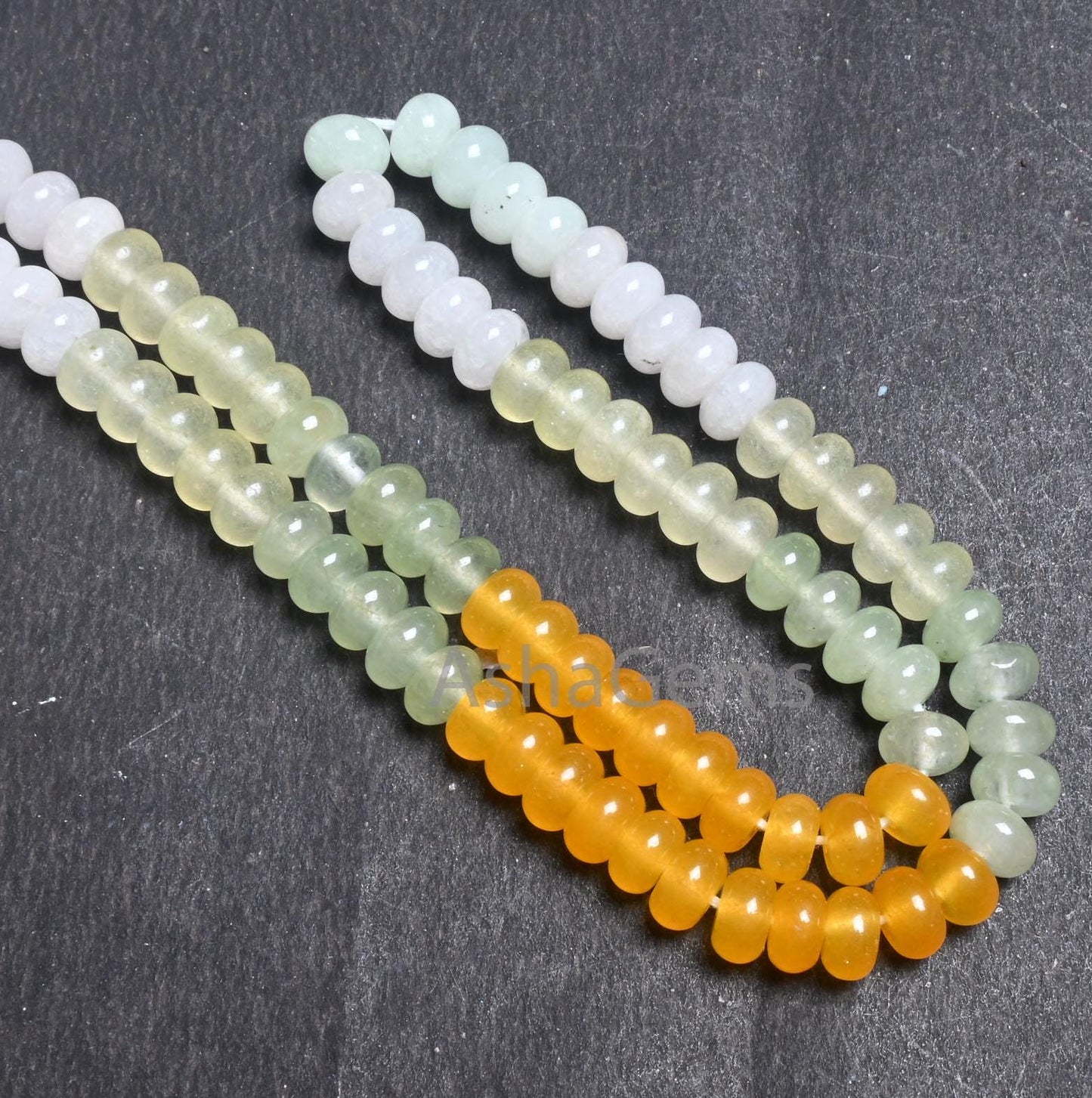 8 mm Beautiful Multi Color Quartz Smooth Rondelle Gemstone Beads, Shaded Yellow Lemon Green, White Mix Color Jade Quartz Beads Jewelry SALE (AG 12310)