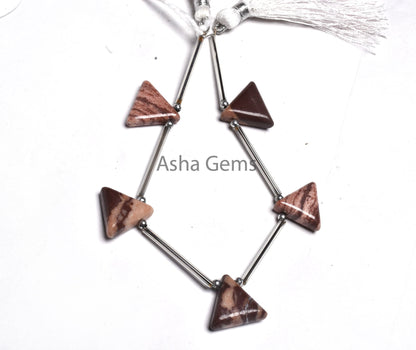 Beautiful Shaded Brown Jasper Smooth Triangle Beads, Natural Picture Jasper Handmade Trillion Shape Side Drill Gemstone Bead Jewelry Makings