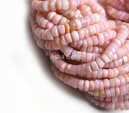 Pink Opal Smooth Tyre Shape Gemstone Beads,8/16" Strand Opal Plain Handmade Flat Round Tyre Shape Beads, Pink Opal Bead Jewelry Handicraft