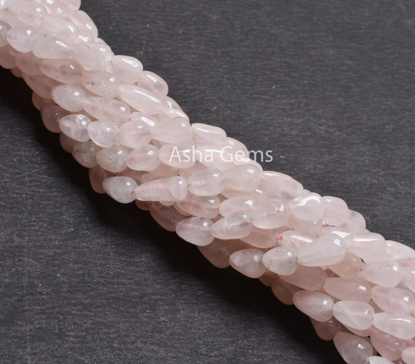 Natural Rose Quartz Smooth Drops Shape Beads, Pink Rose Quartz Teardrop,13 Inch Rose Quartz Straight Drill Drops handmade Beads Handicrafts