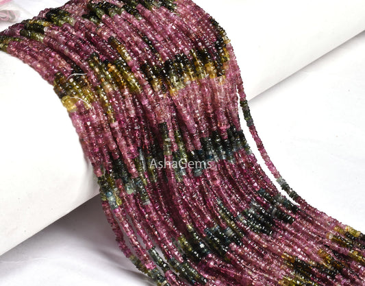 Natural Tourmaline Smooth Tyre shape beads,3-3.5 mm Multi Tourmaline Plain Wheel Shape Handmade Gemstone bead Rare tourmaline Tiny tyre Bead