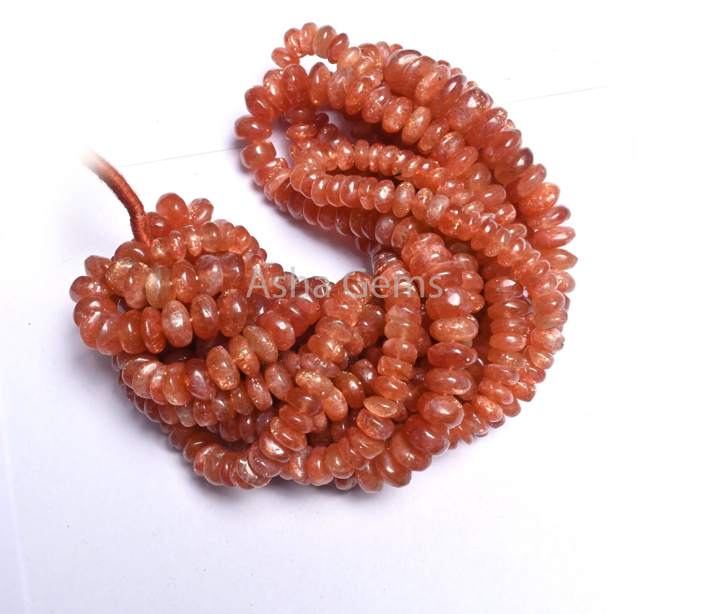 Beautiful Sunstone Smooth Rondelle Shape Beads,16"Natural Red Sunstone Rondelle Plain Gemstone Beads, Sunstone beads Jewelry Necklace Crafts