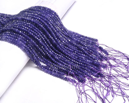 Beautiful Purple Blue Jade Quartz Faceted Rondelle Beads,4.5 mm Amethyst Color Jade Machine Cut Beads, Jade Quartz Beads Jewelry Crafts SALE (15390 c)