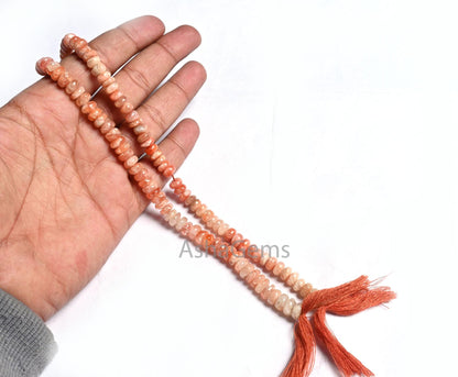 Natural Sunstone Smooth Rondelle shape beads, Shaded Sunstone Plain Handmade Gemstone Loose Beads, Sunstone beads Jewelry making Crafts SALE