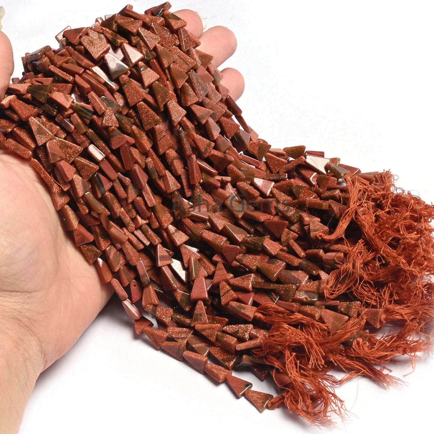 Beautiful Brown Sunstone Smooth Triangle Shape Beads,12" Sunstone Fancy Long Trillion Straight Drill Gemstone Handmade Beads Jewelry Crafts