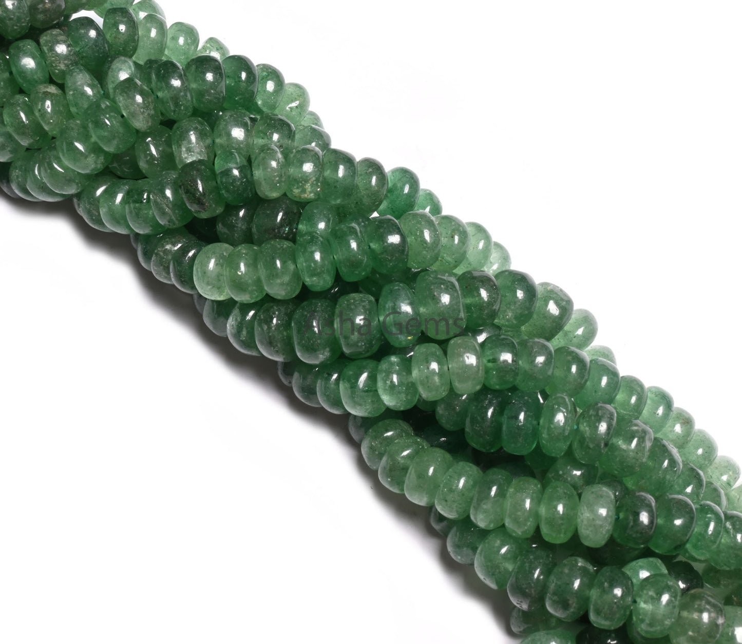 Fine Shaded Green Strawberry Quartz Rondelle Shape Beads,10"Natural Strawberry Quartz Handmade Smooth Gemstone Loose Bead Jewelry Craft SALE