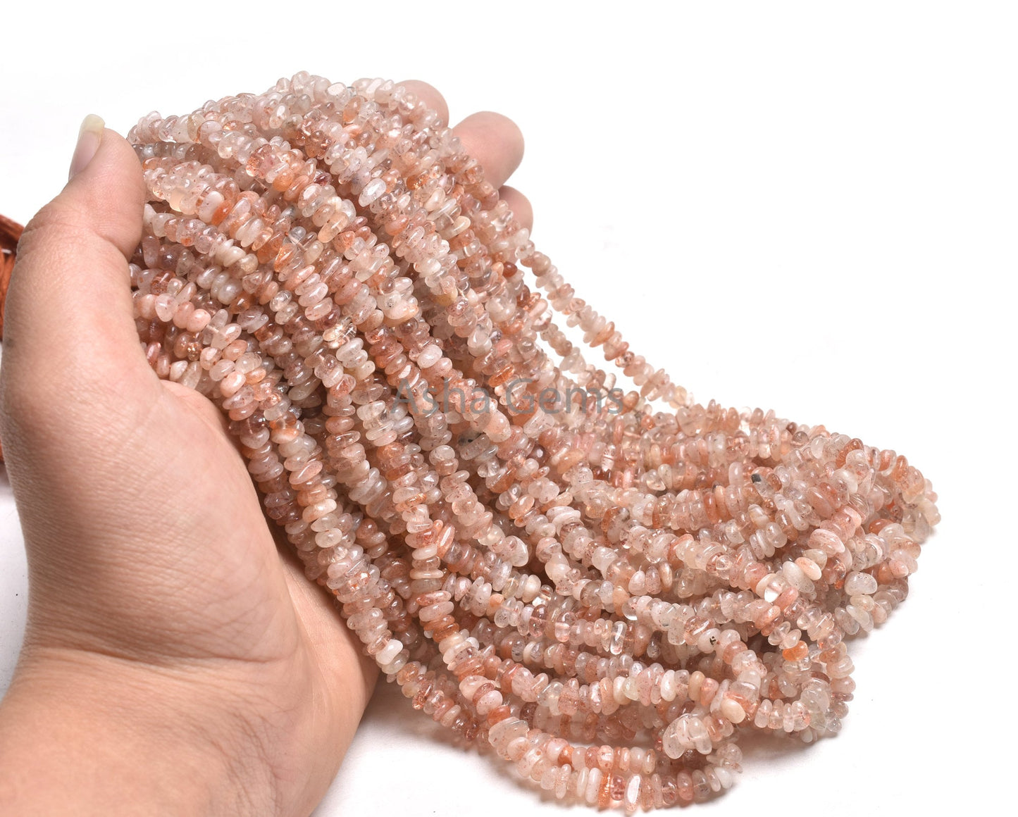 Sunstone Uncut Chip Beads,9/18" Strand Shaded Orange Red Sunstone Uneven Rough Gemstone Bead Natural Sunstone Smooth Bead Jewelry Craft SALE