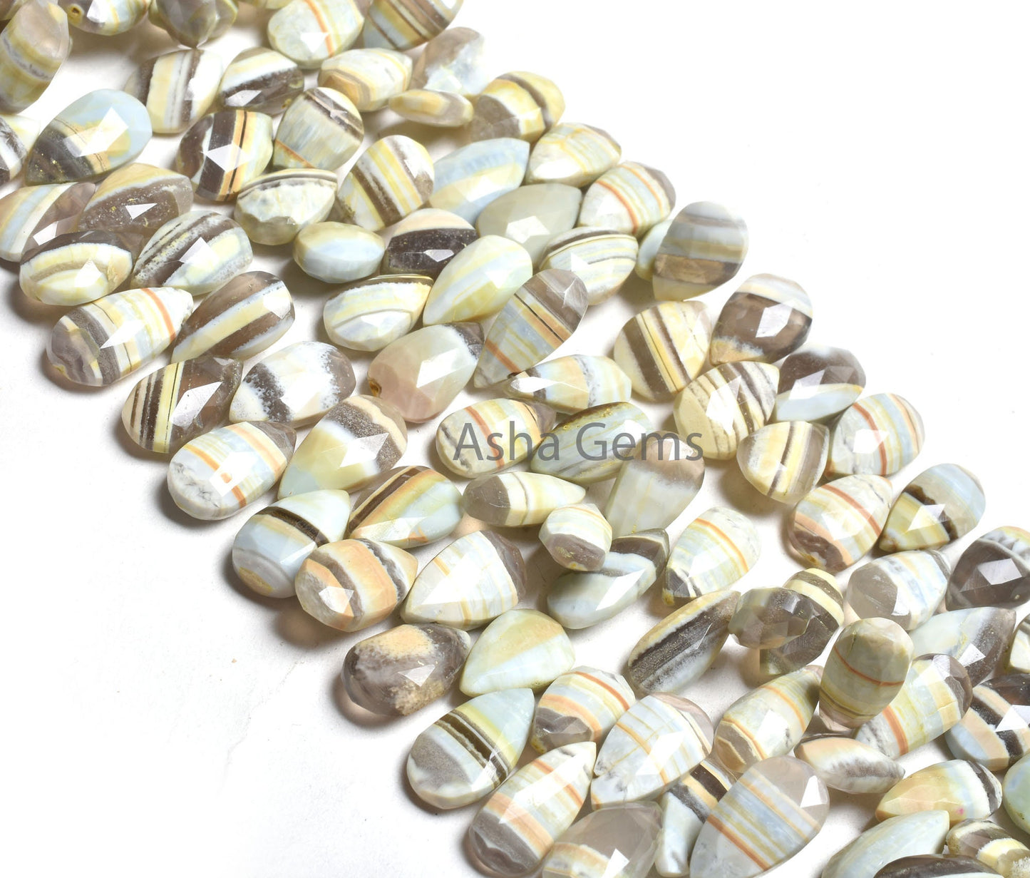 Beautiful Lemon Boulder Opal Faceted Pear Shape Beads,8" Green Boulder Opal Teardrop Beads, Boulder Opal Briolette Jewelry Making Craft SALE