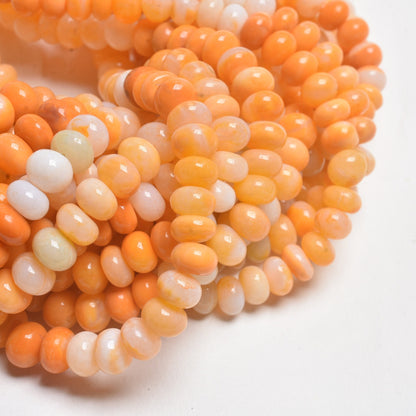 AAA Quality Opal Smooth Rondelle Beads,16" Fire Opal Color beads, Carrot Orange Shaded opal Plain Gemstone Loose bead Necklace Jewelry Craft