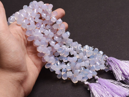 Lavender Quartz Fancy Twisted Drop Beads,8"Strand Purple Lavender Quartz Faceted Teardrop Gemstone Briolette Bead, Lavender Quartz Bead SALE