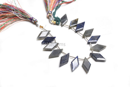 Natural Blue Lapis+ Labradorite Faceted Rhombus Shape Beads,9-18 mm Multi Color Stone Fancy Side Drill Gemstone Beads Jewelry Making Crafts