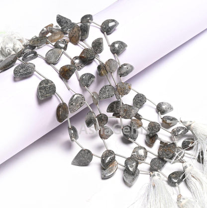 Natural Black sunstone Fancy Keri Shape Gemstone Loose Beads, Fine Sunstone fancy One Side Flat Table Side Drill Handmade Beads Jewelry SALE