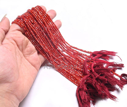 13" Beautiful Zircon Micro Cut Rondelle Faceted Tiny Gemstone Beads,2.5 mm AAA Quality Red Orange Cubic Zircon Machine Cut Bead Jewelry SALE