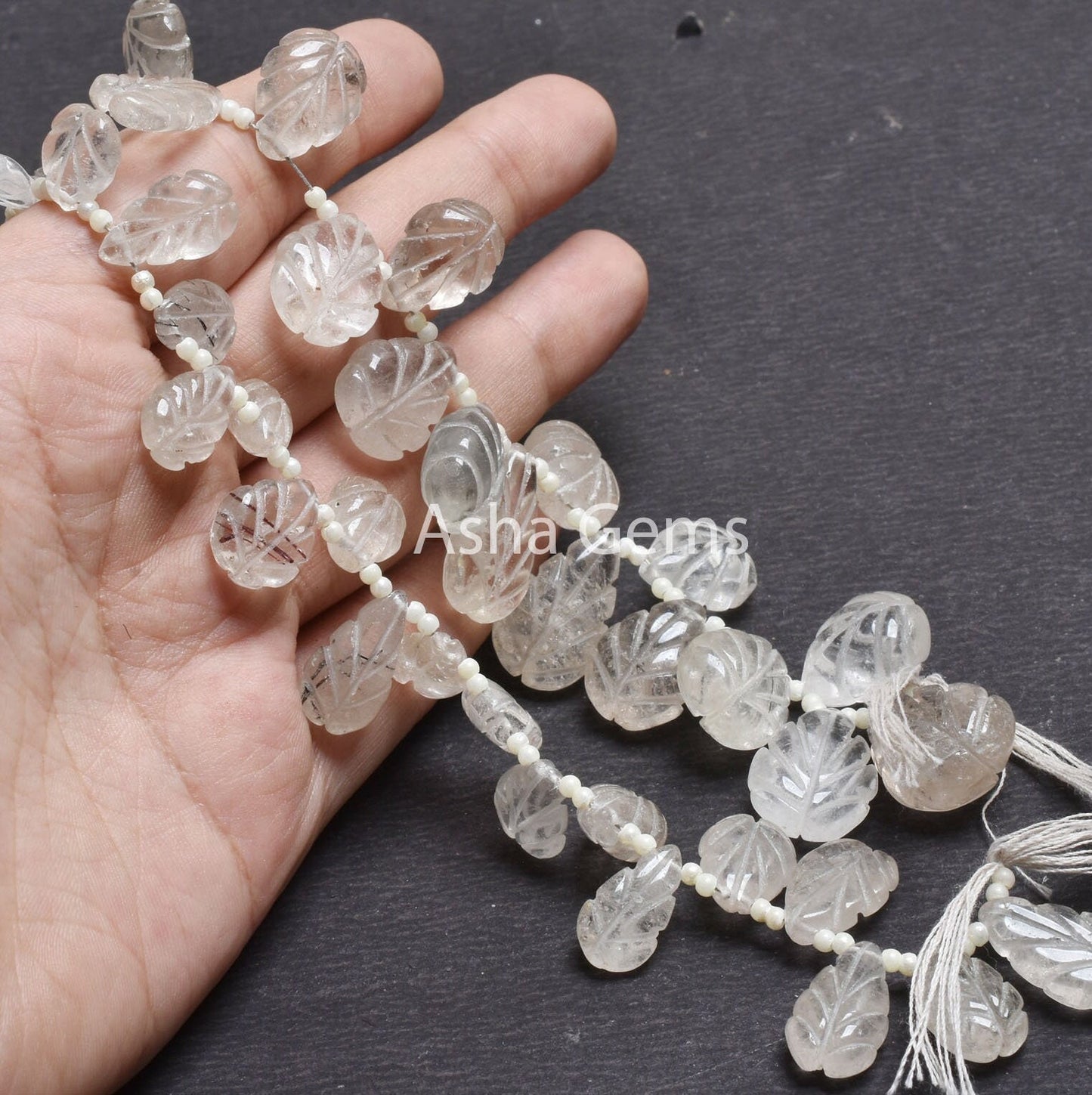 Beautiful White Rutile Carved Pears Shape Beads,9" Strand, Natural Rutile Carved Teardrop Beads,Rutile Carve Beads Handmade Jewelry Making