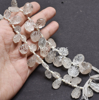 Beautiful White Rutile Carved Pears Shape Beads,9" Strand, Natural Rutile Carved Teardrop Beads,Rutile Carve Beads Handmade Jewelry Making