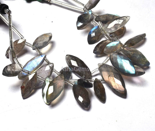 Beautiful Labradorite Marquise Shape Gemstone Beads, AAA Labradorite Faceted Marquise Beads Natural Black Rainbow Briolette For Jewelry SALE