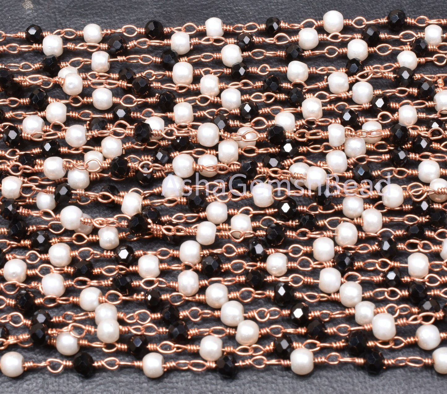 AAA Black Spinel Hydro Pearl Beads Rosary Chain By Feet, Copper Plated Wire Bulk Roll Bead Handmade Chain Rose Gold Wire Jewelry Craft SALE