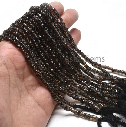 Natural Smoky Smooth Handmade Uneven Tyre Shape Beads,12"std Black Smoky Quartz Beads, Smoky Smooth Gemstone Beads Jewelry Making Craft Sale