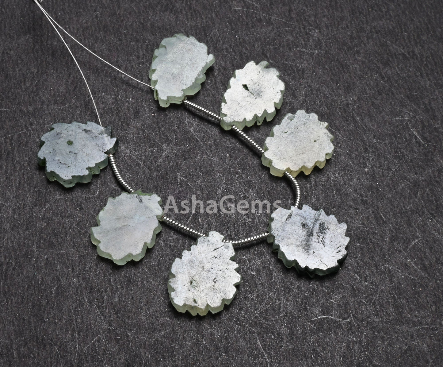 Natural Moss Prehnite Fancy Flat Slice Carved Handmade Beads, Mos Green Prehnite Uneven Shape Slice Gemstone carving Bead Jewelry Craft SALE