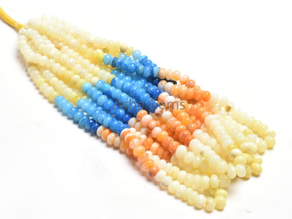 AAA Multi Color Shaded Opal Smooth Rondelle Beads, Rainbow Opal Beads, Disco Opal Plain Handmade Gemstone Loose Bead Jewelry Handicraft SALE