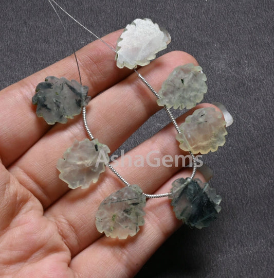 Natural Moss Prehnite Fancy Flat Slice Carved Handmade Beads, Mos Green Prehnite Uneven Shape Slice Gemstone carving Bead Jewelry Craft SALE