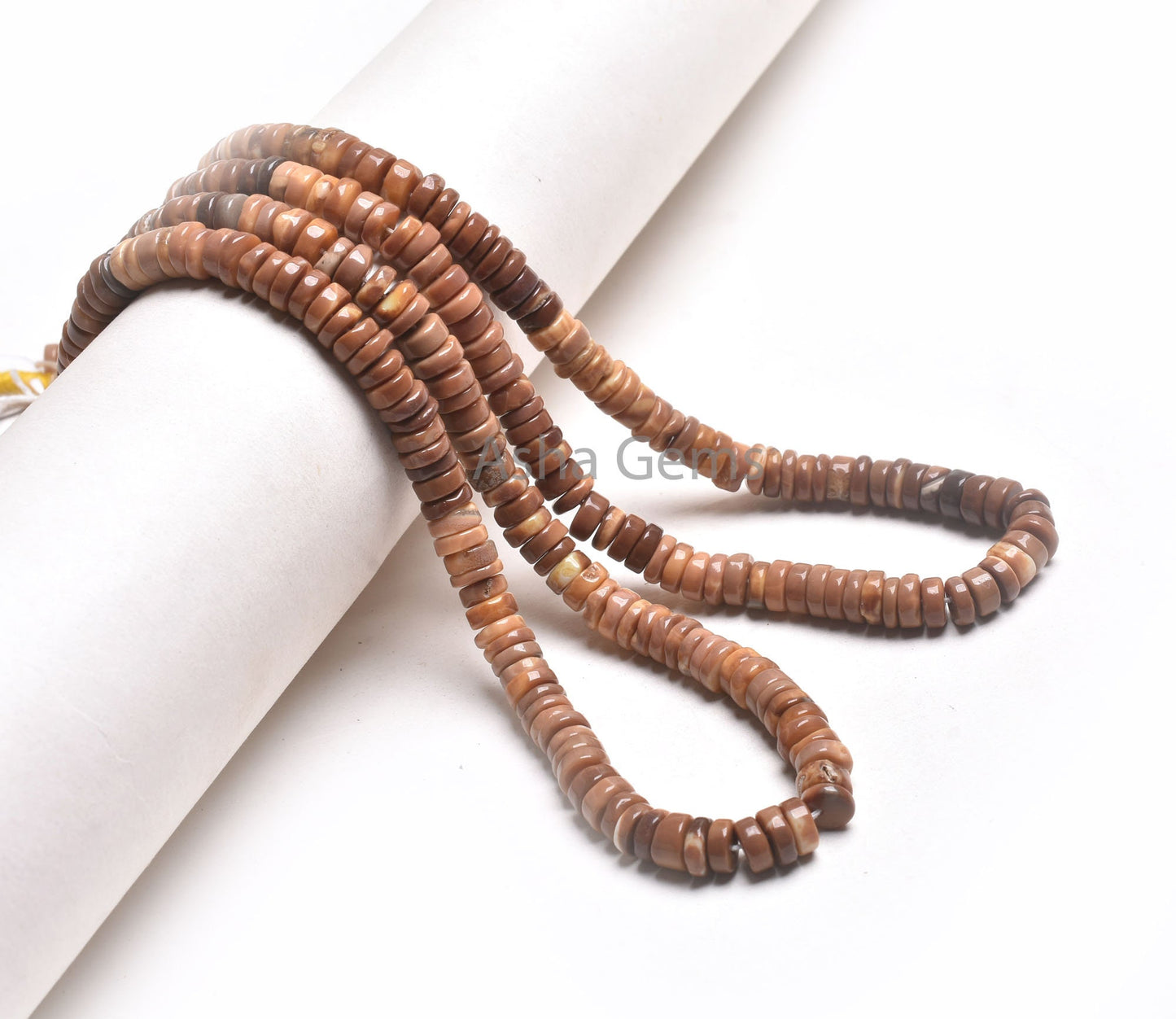 8 mm Beautiful Shaded Brown Opal Smooth Tyre Shape Beads, Chocolate color Opal Handmade Plain Flat Tyre Gemstone Opal Beads Necklace Jewelry