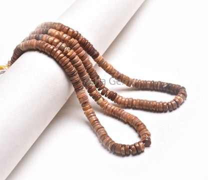8 mm Beautiful Shaded Brown Opal Smooth Tyre Shape Beads, Chocolate color Opal Handmade Plain Flat Tyre Gemstone Opal Beads Necklace Jewelry