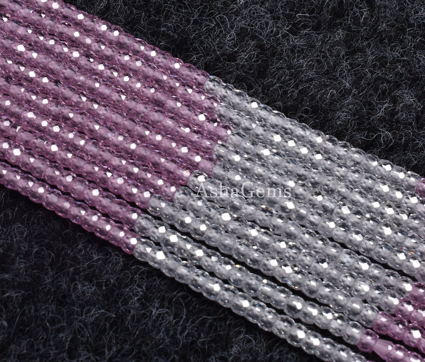 Beautiful Pink white Zircon Faceted Rondelle beads,3 mm Multi Shaded Cubic zircon Faceted Beads,13" Strand Shaded Zircon Beads For Jewelry