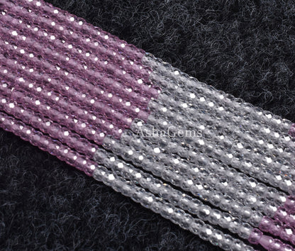Beautiful Pink white Zircon Faceted Rondelle beads,3 mm Multi Shaded Cubic zircon Faceted Beads,13" Strand Shaded Zircon Beads For Jewelry
