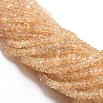 Natural Citrine Quartz Smooth Rondelle Beads, Yellow Citrine Plain Handmade Gemstone Loose Beads,12" Citrine Beads Jewelry Making Craft SALE