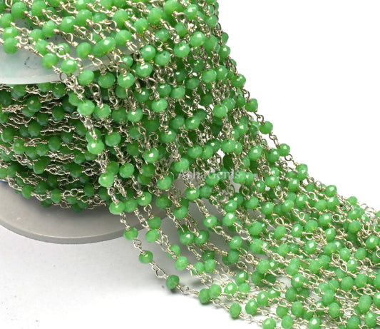 Green Jasper Hydro Faceted Rondelle Jewelry Beads Rosary Chain 1 to 50 Feet Bulk Roll Supply Chain 3-3.5 Green Crystal Rosary Chain CRAFTS