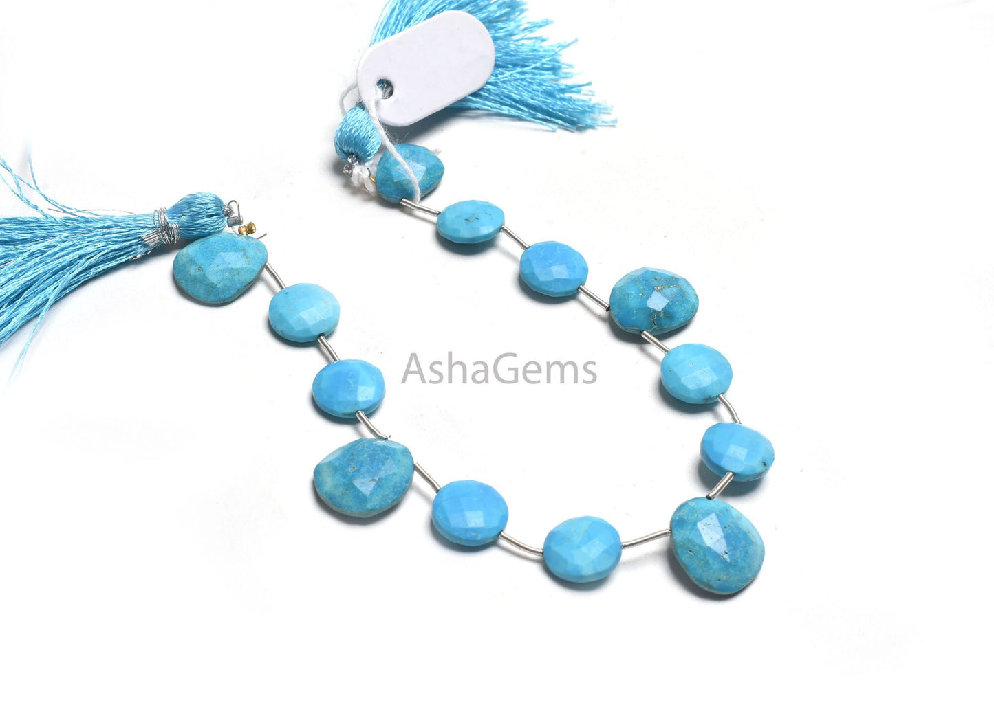 Fine Turquoise Howlite Faceted Coin+ Heart Shape Faceted Beads,8" Blue Turquoise Fancy Shape Gemstone Beads, Howlite Turquoise Beads Jewelry