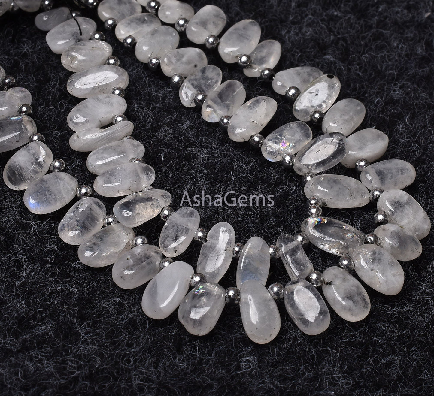Amazing Flash Rainbow Moonstone Beads, Natural White Moonstone Loose Beads, Handmade Uneven Oval Shape Beads For Jewelry Making Crafts SALE