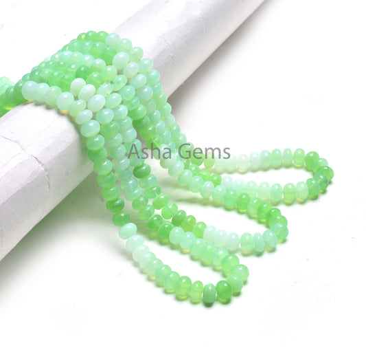 AAA Quality Green Opal Smooth Rondelle Shape Gemstone Loose Beads,16" Pistachio Green Shaded Opal Plain Handmade Beads Jewelry Makings SALE