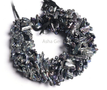 Beautiful Peacock Grey Black Water Pearl Uneven Shape Side Drill Nugget Beads,Fire ball Baroque Pearl Gemstone Pearl Bead Jewelry Craft SALE